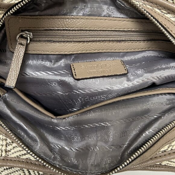 Vera Wang Simply Vera herringbone Cotton Faux Leather Hobo Shoulder Aztec Boho - Picture 11 of 16